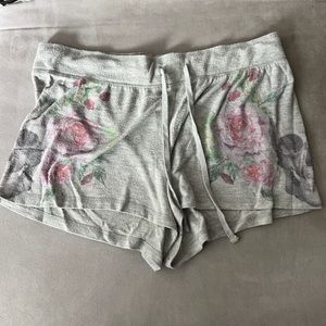 P.J. SALVAGE Pajama Shorts Grey Skull Flowers